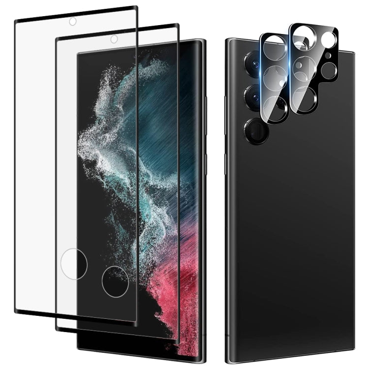 For Samsung Galaxy S22 Ultra 5G 2pcs 3D Curved Edge Full Screen Tempered Glass Film with 2pcs Lens Protector - free shipping - PMC TechLife - Order now!