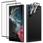 For Samsung Galaxy S22 Ultra 5G 2pcs 3D Curved Edge Full Screen Tempered Glass Film with 2pcs Lens Protector