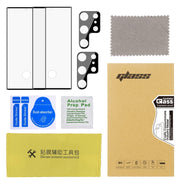 For Samsung Galaxy S22 Ultra 5G 2pcs 3D Curved Edge Full Screen Tempered Glass Film with 2pcs Lens Protector
