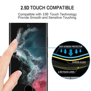 For Samsung Galaxy S22 Ultra 5G 2pcs 3D Curved Edge Full Screen Tempered Glass Film with 2pcs Lens Protector