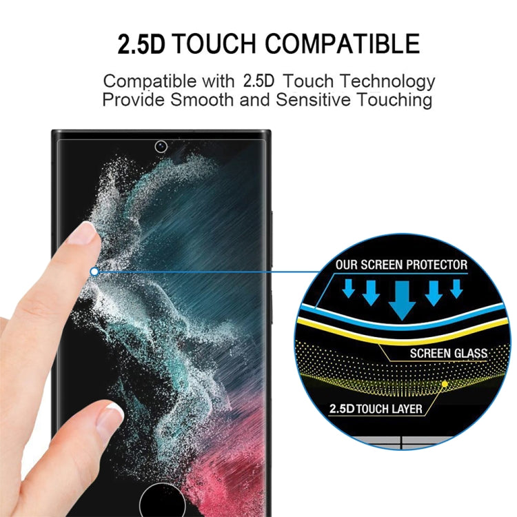 For Samsung Galaxy S22 Ultra 5G 2pcs 3D Curved Edge Full Screen Tempered Glass Film with 2pcs Lens Protector