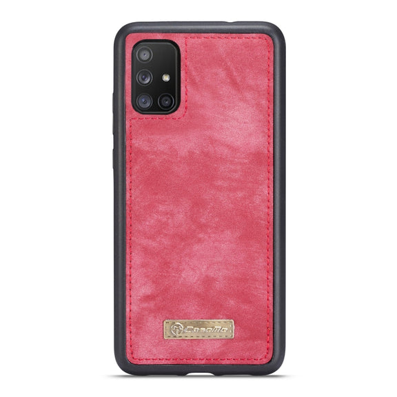 For Galaxy A71 CaseMe Detachable Multifunctional Horizontal Flip Leather Case, with Card Slot & Holder & Zipper Wallet & Photo Frame(Red)