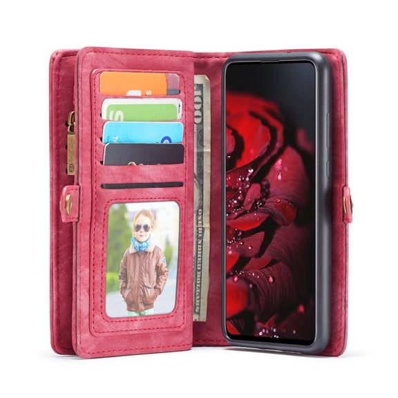 For Galaxy A71 CaseMe Detachable Multifunctional Horizontal Flip Leather Case, with Card Slot & Holder & Zipper Wallet & Photo Frame(Red)