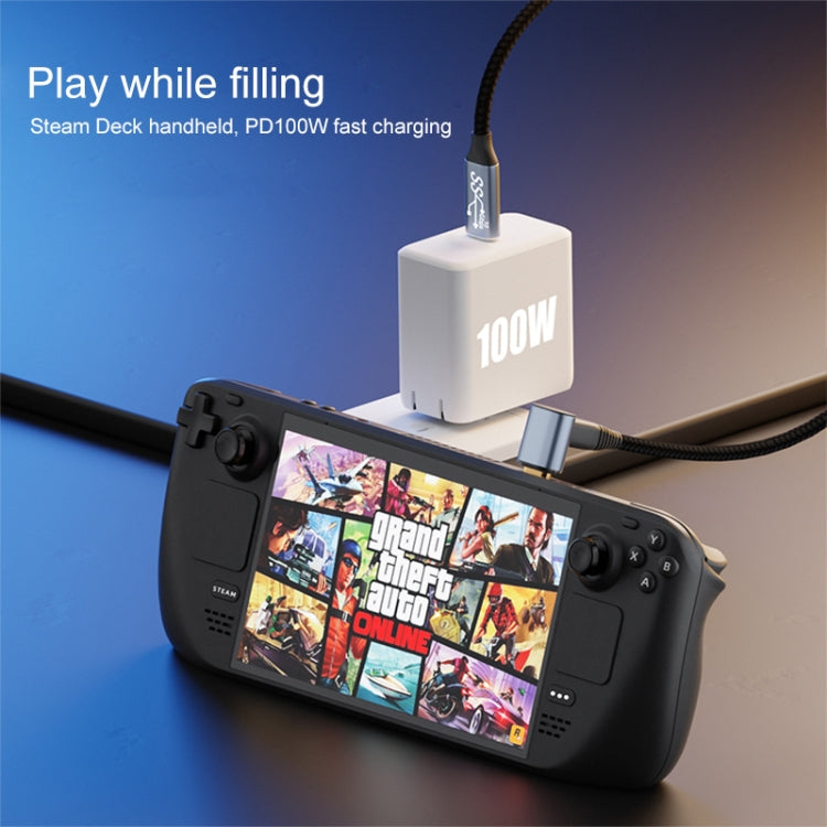 For Steam Deck Gen 100W USB-C/Type-C Male to USB-C/Type-C Female Stereo Curved Extension Cable, Length:1m - free shipping - PMC TechLife - Order now!
