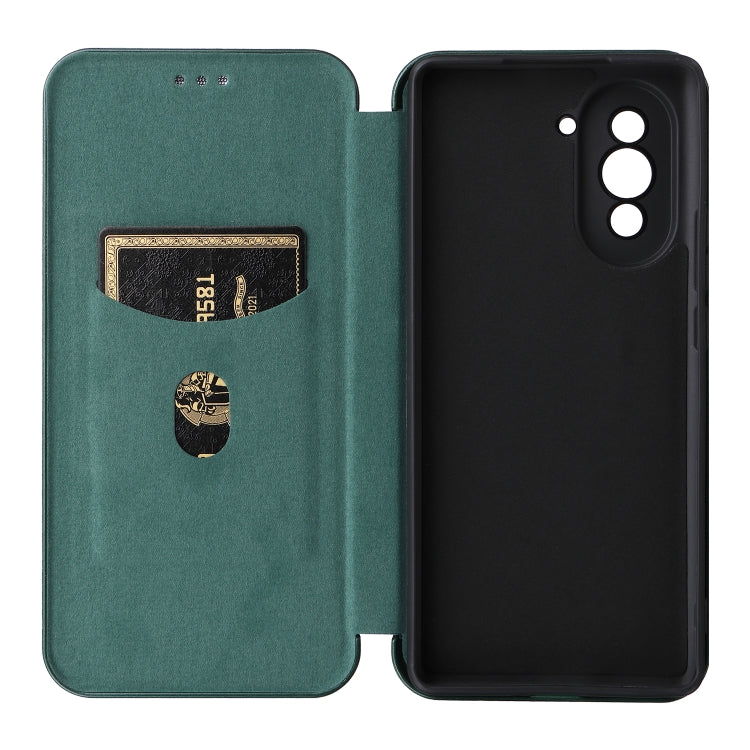 For Huawei nova 10 Carbon Fiber Texture Flip Leather Phone Case(Green) - free shipping - PMC TechLife - Order now!