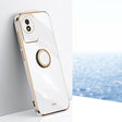For vivo Y02 4G XINLI Straight Edge 6D Electroplate TPU Phone Case with Ring Holder(White) - free shipping - PMC TechLife - Order now!