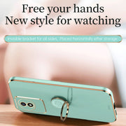 For vivo Y02 4G XINLI Straight Edge 6D Electroplate TPU Phone Case with Ring Holder(White)
