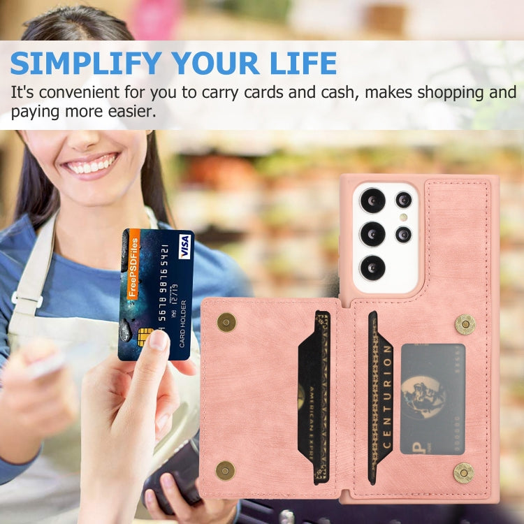 For Samsung Galaxy S21 Ultra 5G Dream Magnetic Back Cover Card Wallet Phone Case(Pink) - free shipping - PMC TechLife - Order now!