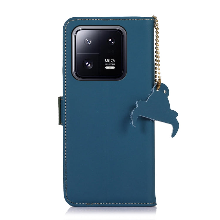 For Xiaomi 13 Genuine Leather Magnetic RFID Leather Phone Case(Blue)