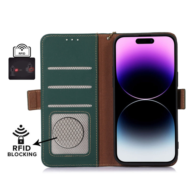 For Xiaomi 13 Genuine Leather Magnetic RFID Leather Phone Case(Green) - 13 Cases by PMC TechLife | Online Shopping South Africa | PMC TechLife