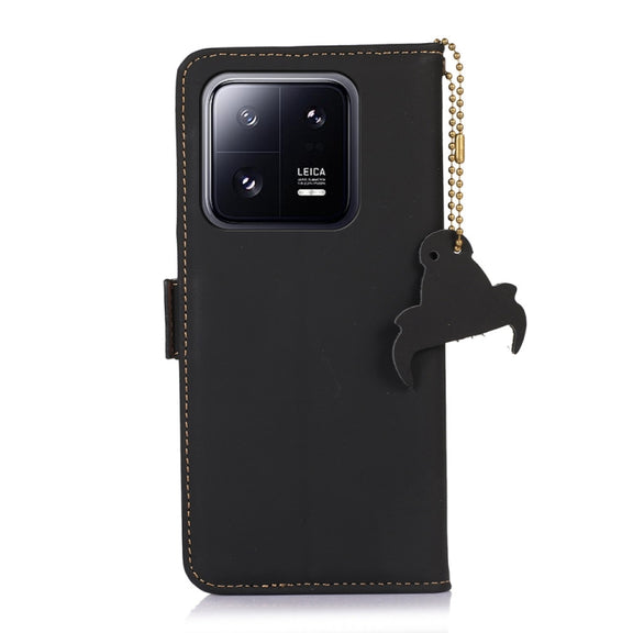 For Xiaomi 13 Pro Genuine Leather Magnetic RFID Leather Phone Case(Black)