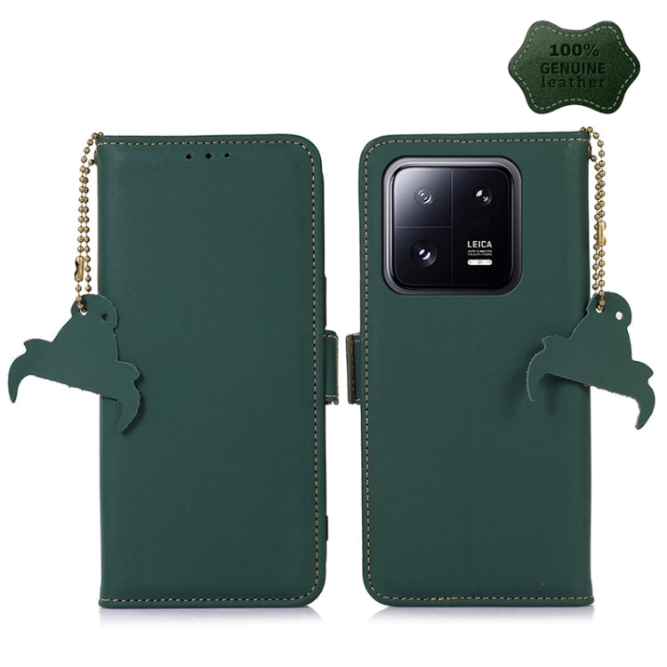 For Xiaomi 13 Pro Genuine Leather Magnetic RFID Leather Phone Case(Green) - 13 Pro Cases by PMC TechLife | Online Shopping South Africa | PMC TechLife
