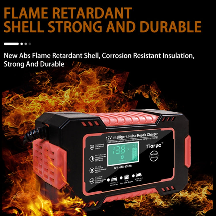 Motorcycle / Car Battery Smart Charger with LCD Creen, Plug Type:EU Plug(Red) - Battery Charger by PMC TechLife | Online Shopping South Africa | PMC TechLife