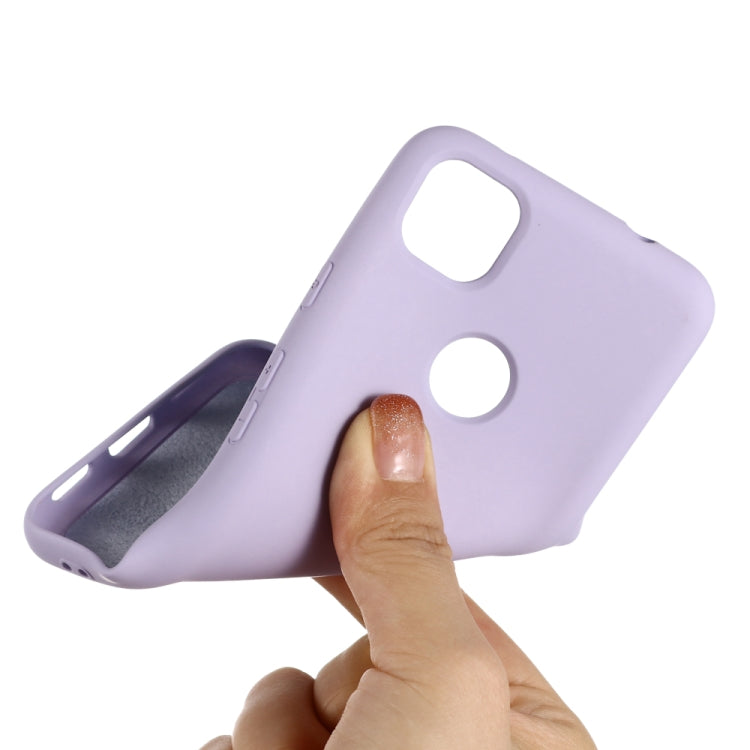 For Google Pixel 4a Pure Color Liquid Silicone Shockproof Full Coverage Case(Purple) - Google Cases by PMC TechLife | Online Shopping South Africa | PMC TechLife