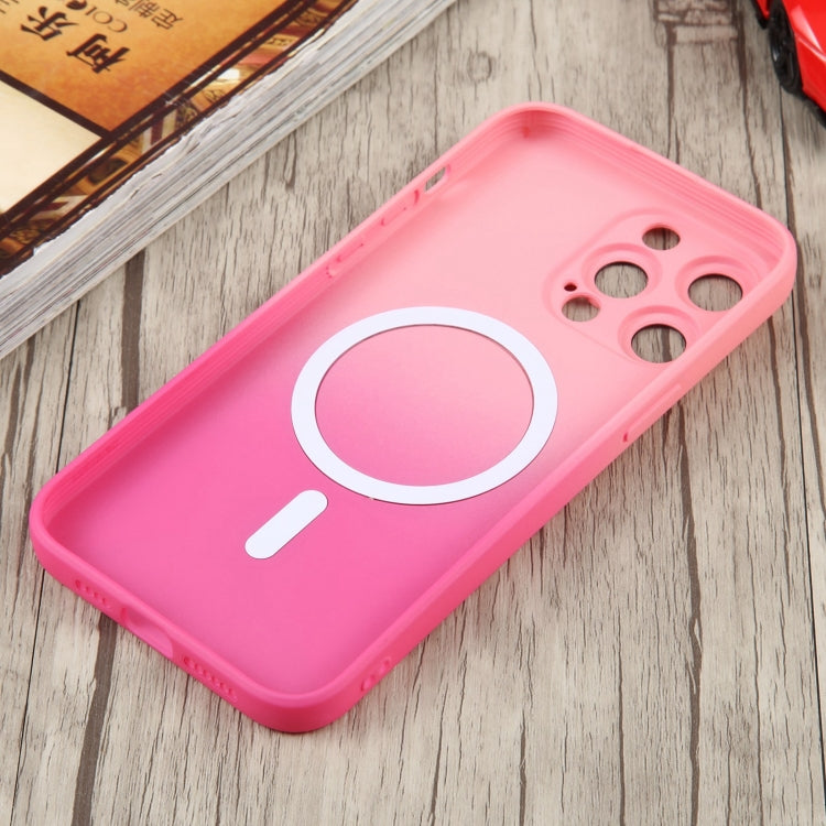 For iPhone 14 Pro Liquid TPU Silicone Gradient MagSafe Phone Case(Pink Red)