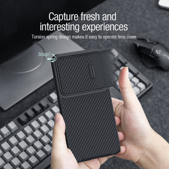 For Samsung Galaxy S23 5G NILLKIN Synthetic Fiber Camshield Phone Case(Black)