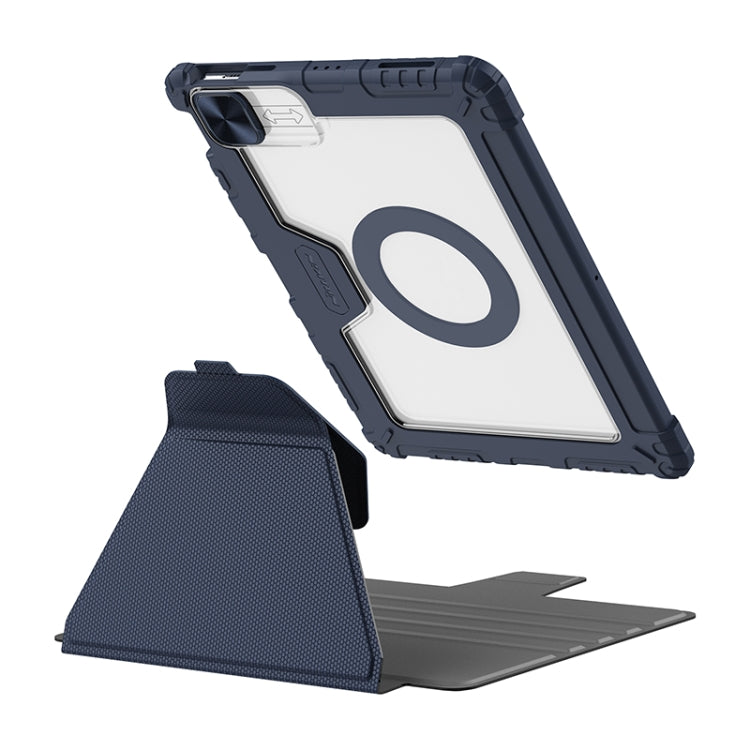 For iPad Pro 12.9 2022 NILLKIN Bumper Snapsafe Multifunctional Leather Tablet Case with Pen Slot(Blue) - free shipping - PMC Jewellery - Order now!