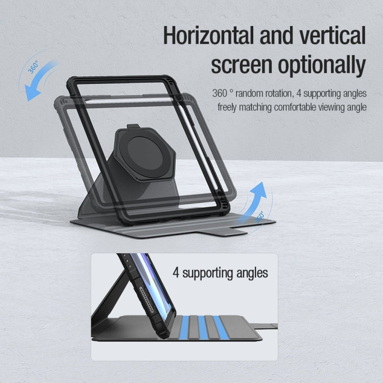 For iPad Pro 12.9 2022 NILLKIN Bumper Snapsafe Multifunctional Leather Tablet Case with Pen Slot(Blue) - free shipping - PMC TechLife - Order now!