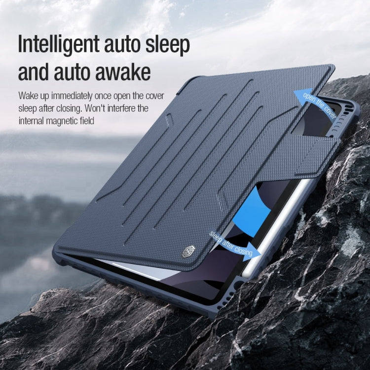 For iPad Pro 12.9 2022 NILLKIN Bumper Snapsafe Multifunctional Leather Tablet Case with Pen Slot(Blue) - free shipping - PMC Jewellery - Order now!