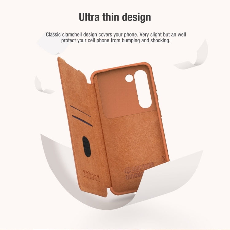 For Samsung Galaxy S23+ 5G NILLKIN QIN Series Pro Sliding Camera Cover Design Leather Phone Case(Red)