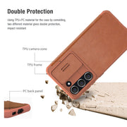 For Samsung Galaxy S23+ 5G NILLKIN QIN Series Pro Sliding Camera Cover Design Leather Phone Case(Red)