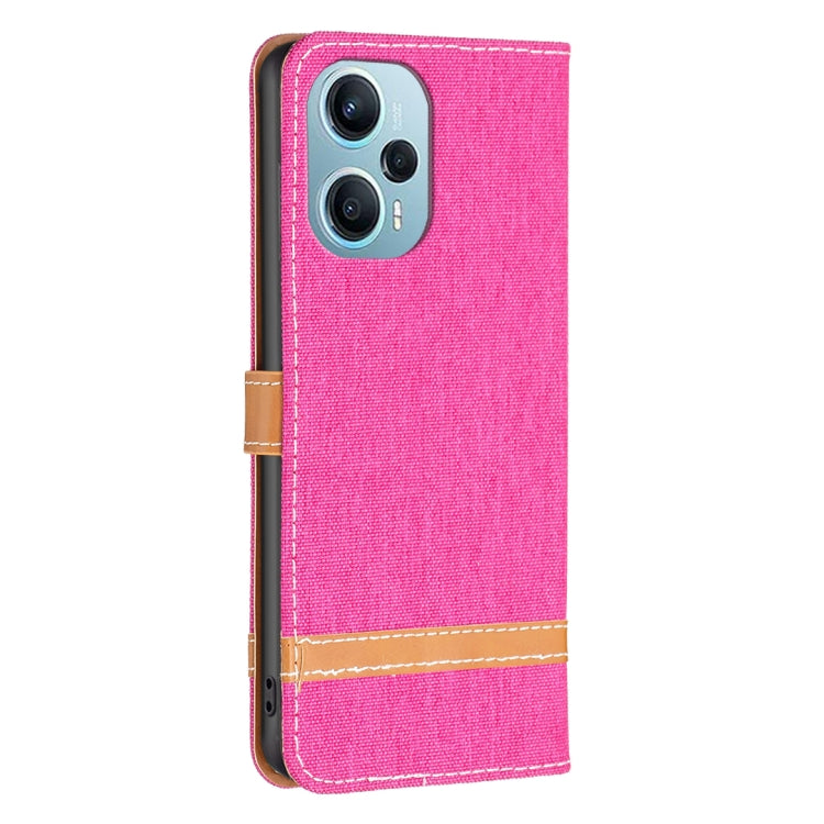 For Xiaomi Poco F5 5G / Redmi Note 12 Turbo Color Block Denim Texture Leather Phone Case(Rose Red) - free shipping - PMC TechLife - Order now!