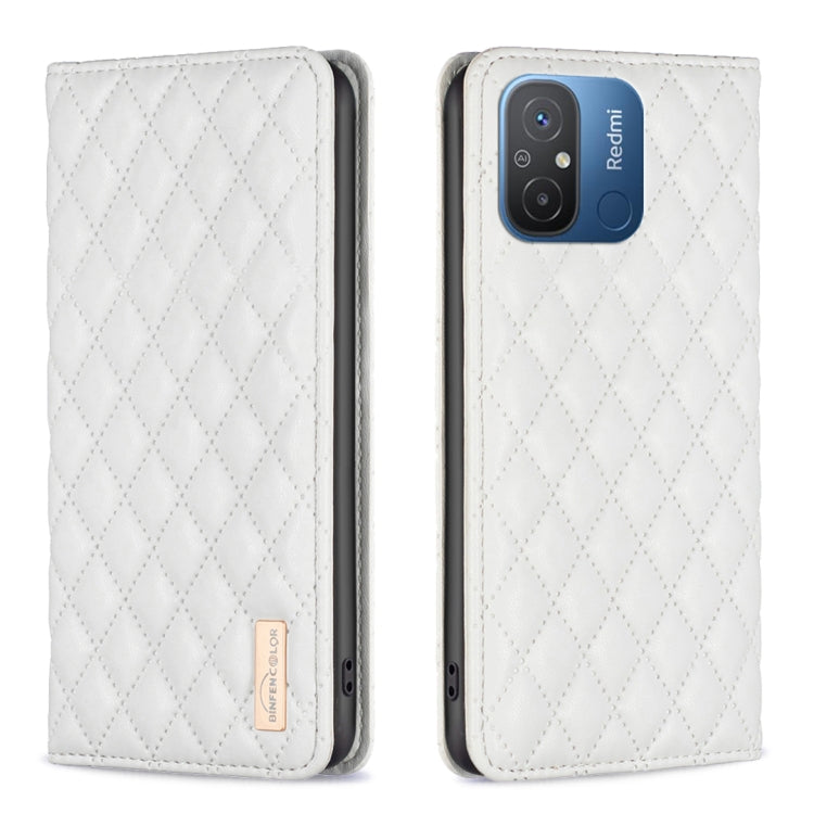 For Xiaomi Redmi 12C Diamond Lattice Magnetic Leather Flip Phone Case(White) - free shipping - PMC TechLife - Order now!