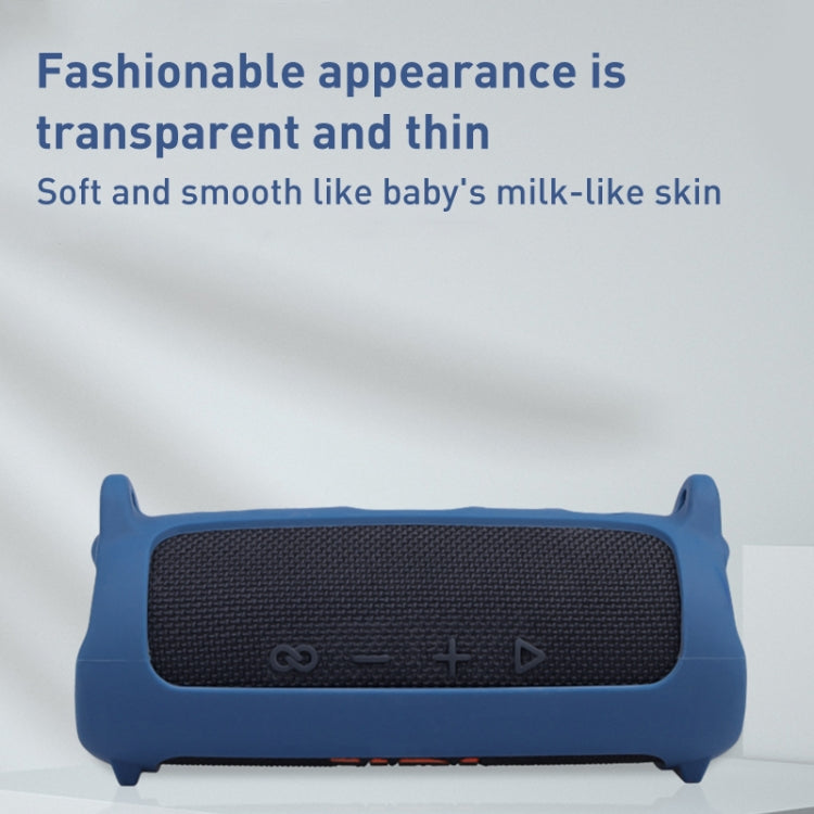 For JBL Flip 6 Bluetooth Speaker Portable Silicone Case with Shoulder Strap(Blue)