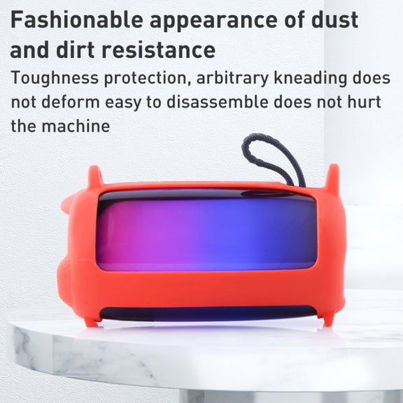 For JBL Pulse 5 Colorful Light Effect Bluetooth Speaker Silicone Case with Shoulder Strap(Blue)