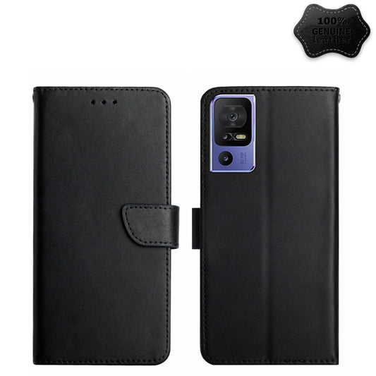 For TCL 40 SE Genuine Leather Fingerprint-proof Flip Phone Case(Black) - free shipping - PMC Jewellery - Order now!