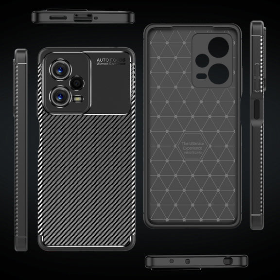 For Xiaomi Redmi Note 12 Global/Poco X5 Carbon Fiber Texture Shockproof TPU Phone Case(Black)