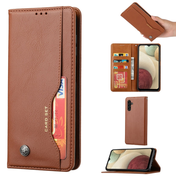 For Samsung Galaxy A34 5G Knead Skin Texture Flip Leather Phone Case(Brown)