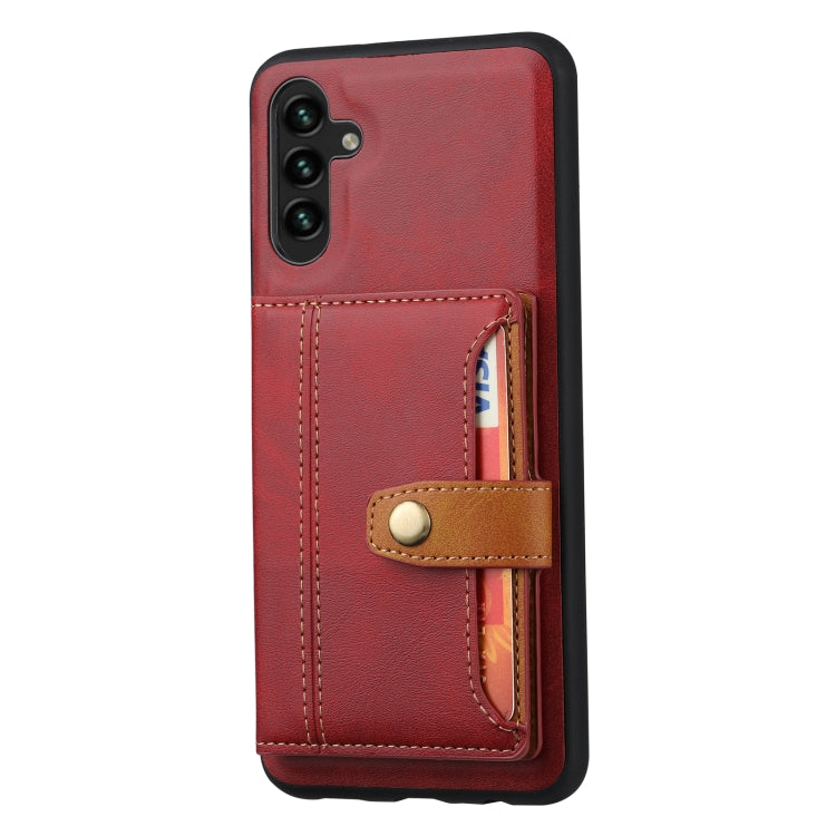 For Samsung Galaxy A14 5G Calfskin Card Slot TPU + PU Phone Case(Red)