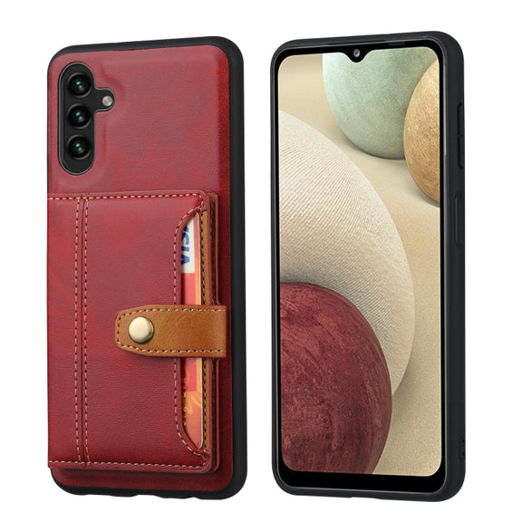For Samsung Galaxy A14 5G Calfskin Card Slot TPU + PU Phone Case(Red)