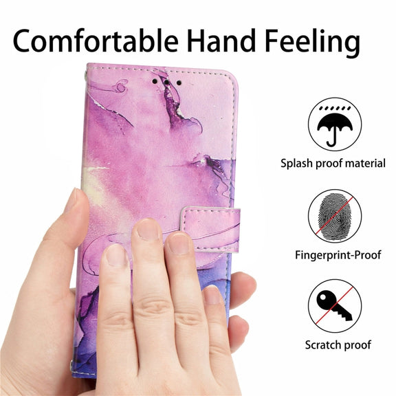For Xiaomi 13 Crossbody Painted Marble Pattern Leather Phone Case(Purple)