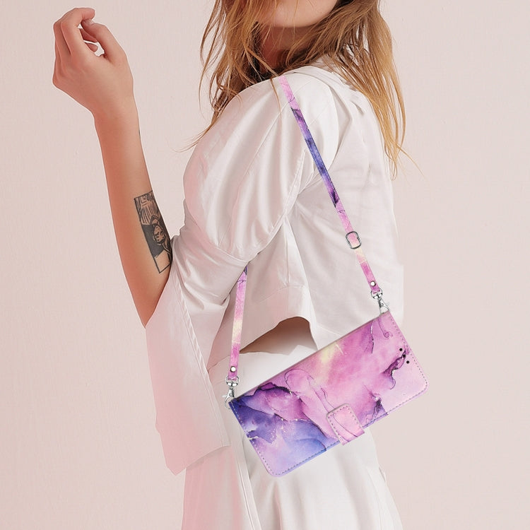 For Xiaomi 13 Crossbody Painted Marble Pattern Leather Phone Case(Purple)