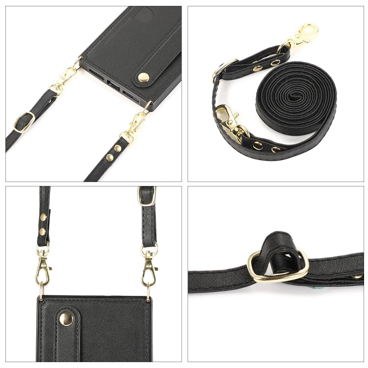 For Samsung Galaxy S23 Ultra 5G Cross-body Wristband Holder Square Phone Case(Black)