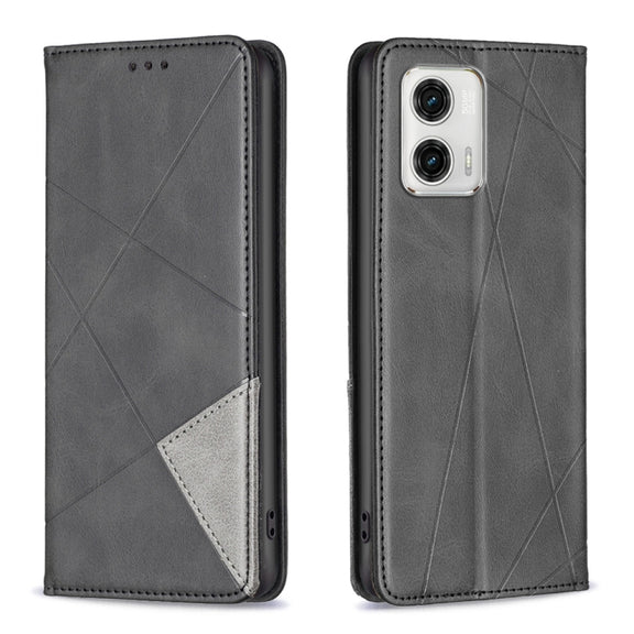 For Motorola Moto G73 5G Prismatic Invisible Magnetic Leather Phone Case(Black)