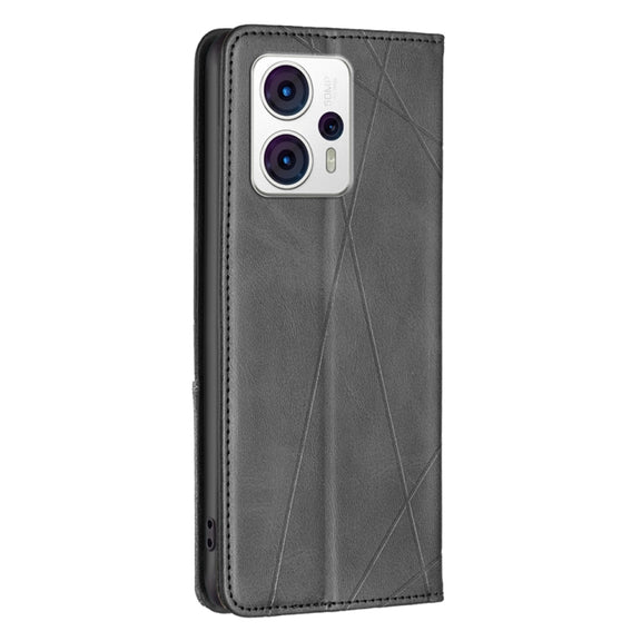 For Motorola Moto G13 4G/G23 4G/G53 5G Prismatic Invisible Magnetic Leather Phone Case(Black)