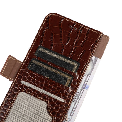 For OnePlus Nord CE 3 Lite Crocodile Top Layer Cowhide RFID Leather Phone Case(Brown) - free shipping - PMC Jewellery - Order now!