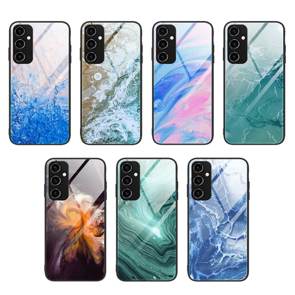 For Samsung Galaxy A54 5G Marble Pattern Glass Phone Case(Beach)