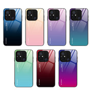 For Xiaomi Redmi 12C Gradient Color Glass Phone Case(Aurora Blue)