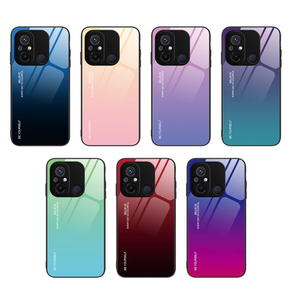 For Xiaomi Redmi 12C Gradient Color Glass Phone Case(Aurora Blue)