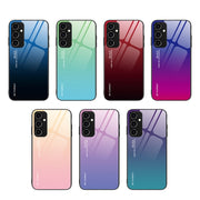 For Samsung Galaxy A14 5G Gradient Color Glass Phone Case(Green Cyan)