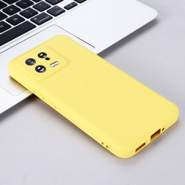 For Xiaomi 13 Pure Color Liquid Silicone Shockproof Phone Case(Yellow)