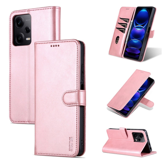 For Xiaomi Redmi Note 12 5G Global / China / Poco X5 AZNS Skin Feel Calf Texture Flip Leather Phone Case(Rose Gold) - free shipping - PMC Jewellery - Order now!