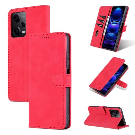 For Xiaomi Redmi Note 12 Pro 5G Global / China / Note 12 Pro 5G Speed / Poco X5 Pro AZNS Skin Feel Calf Texture Flip Leather Phone Case(Red) - free shipping - PMC Jewellery - Order now!