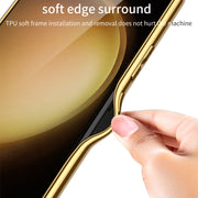 For Samsung Galaxy S23+ 5G GKK Weave Texture Electroplating PU Protective Phone Case(Green)