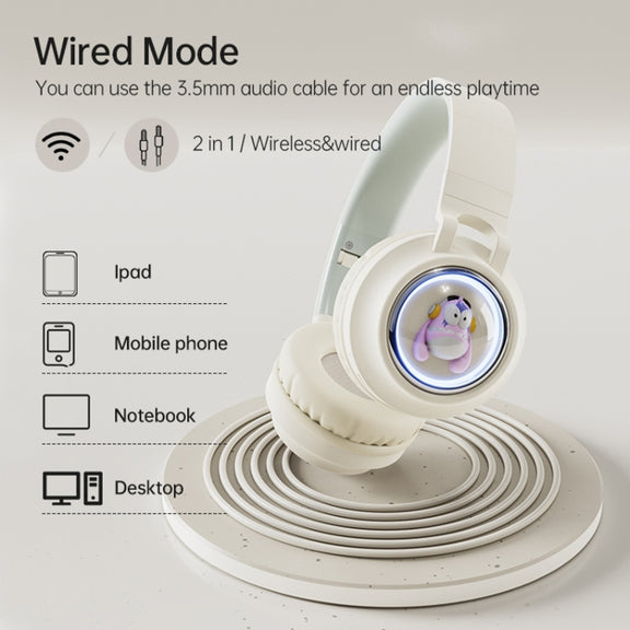Q1 Headphones Monster Kids Over-Ear Bluetooth Earphones(Apricot)