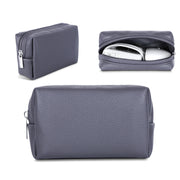 Leather Power Pack Charger Data Cable Mouse Digital Storage Bag(Dark Grey)